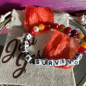 Handmade Bracelet with Affirmation Quote "I Am A Survivor"