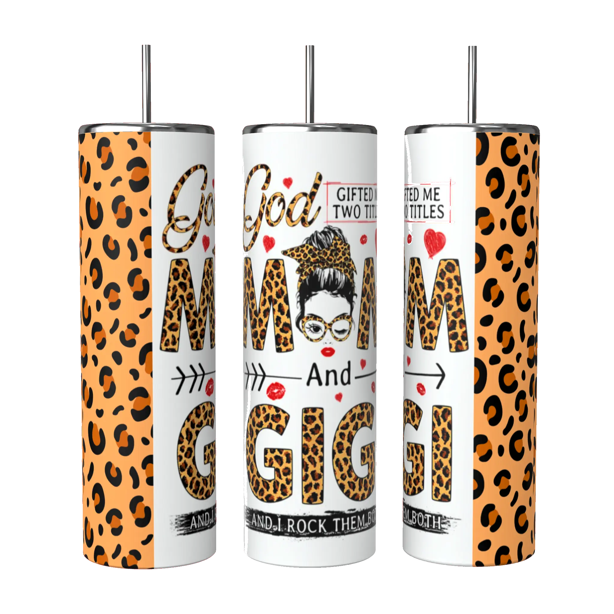 GIFTED 2 TITLES MOM AND GIGI 20oz SUBLIMATED STAINLESS STEEL TUMBLER Drinkware Reusable Washable Portable