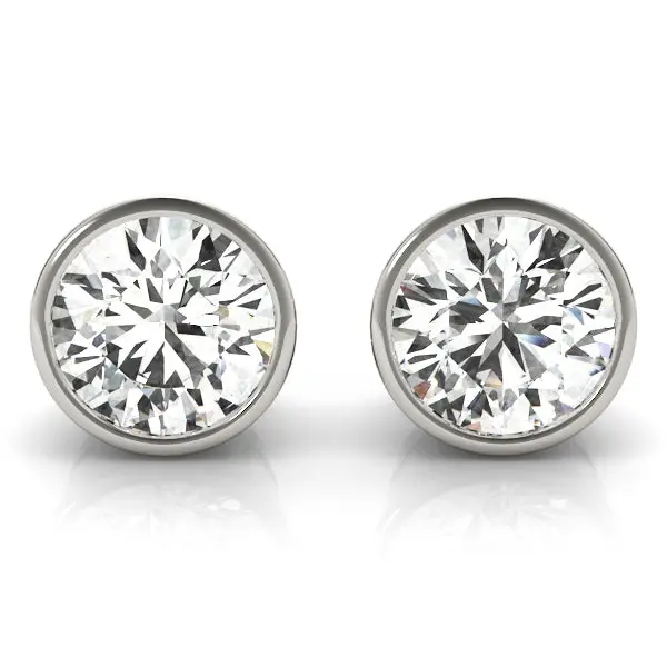 Round Bezel Set Lab-Grown Diamond Stud Earrings