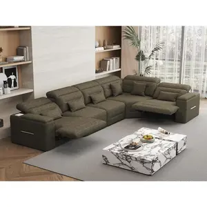 Power Recliner Sofa Set - Reclining Sectional Couch for Living Room with Adjustable Headrest, Bluetooth Speaker, Storage Console & USB Charging Ports, Wireless Charging (Green)