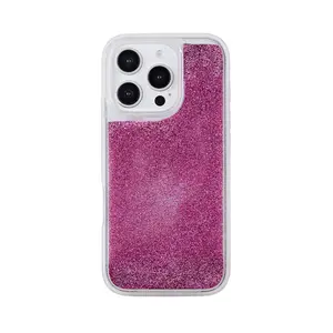 Sparkle Liquid Quicksand Phone Case VioletRed Glittery Protective Cover for iPhone 15/16 Series - Stylish & Dazzling Protection