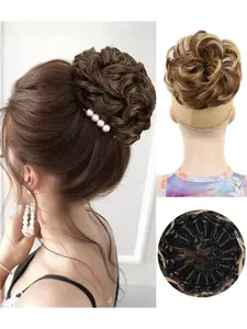 Women's Bird Nest Bun Hair Accessories, Loose Curl Elastic Band, Lazy Person Hair Tie, Shrinkable Flower Bud Hair Ring, Hairpiece Hair Bun
