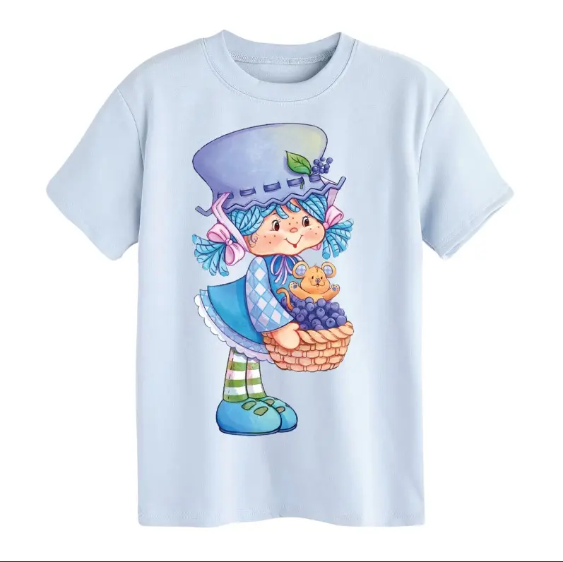 Blueberry Girl Cute Vintage Cartoon T-Shirt, Sweatshirt, Retro Character Graphic Tee, Soft Aesthetic Fruit Theme Shirt, Unisex Gift Tee