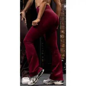 DFYNE 2026 New Vision Crossover Flare Leggings – Seamless Soft Nylon Front V Waist Butt Lift Yoga Gym Fitness Pants for Women