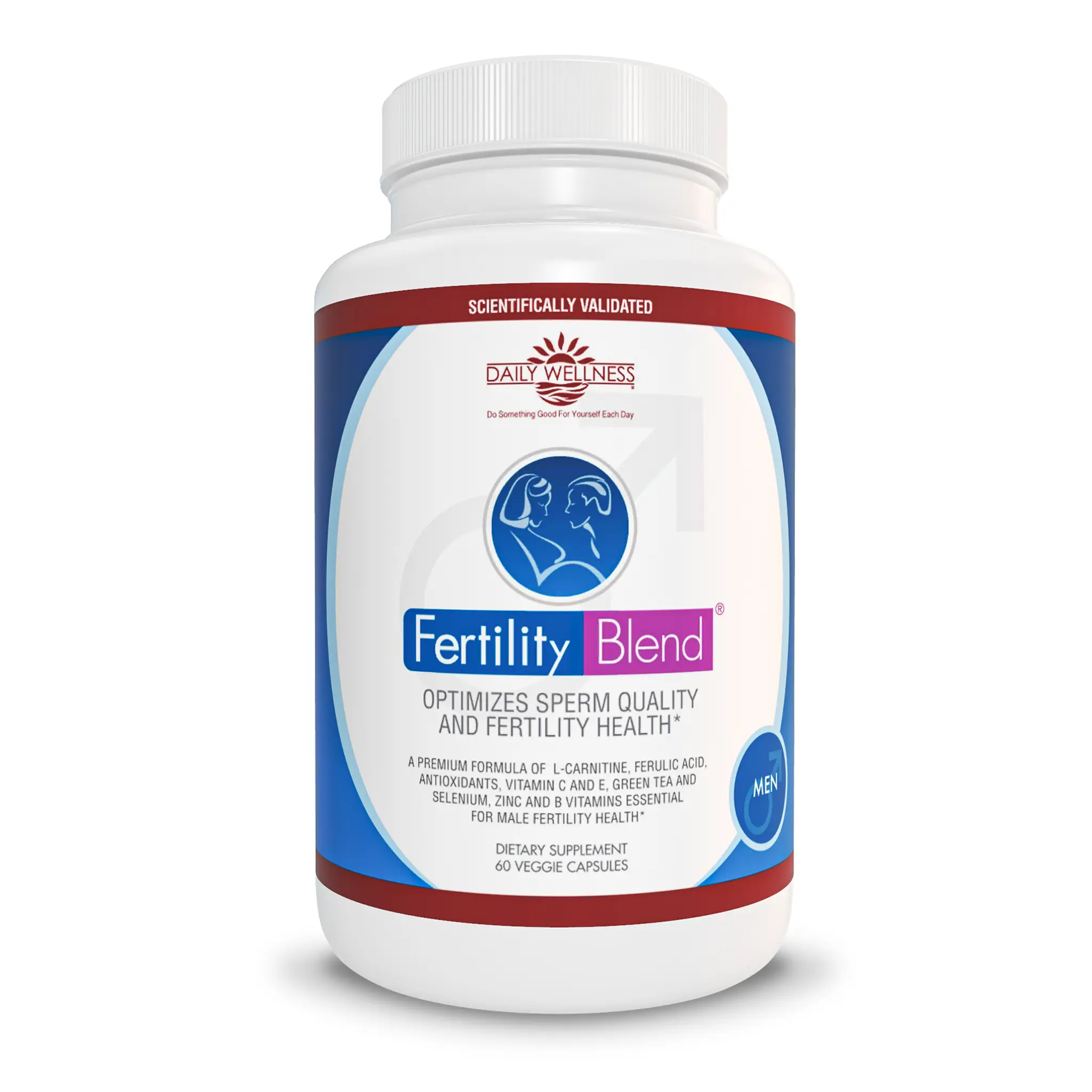 FertilityBlend for Men - Men's Daily Wellness Supplement with L-Carnitine, Zinc, Selenium, Green Tea & B Vitamins - NSF Contents Certified, Vegetarian - 60 Veggie Capsules, 30-Day Supply