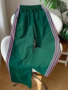 Women's Summer Loose Fit Casual Jogging Striped Colorblock Pants, Casual Street Trousers, Elastic Waist, Versatile Aesthetic Fashion, Suitable for home, daily outings, and outdoor sports attire