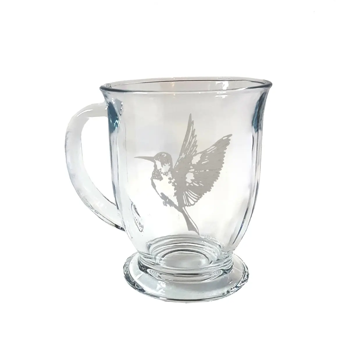 16 oz Hummingbird Engraved Glass Coffee Mug
