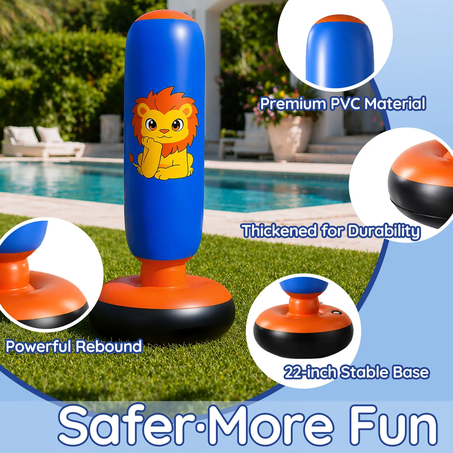 Freestanding Inflatable Punching Bag for Kids Ages 3-8, 46-Inch Toddler Boxing Toy with Gloves, Home/Outdoor Play Equipment, Gifts for Boys & Girls