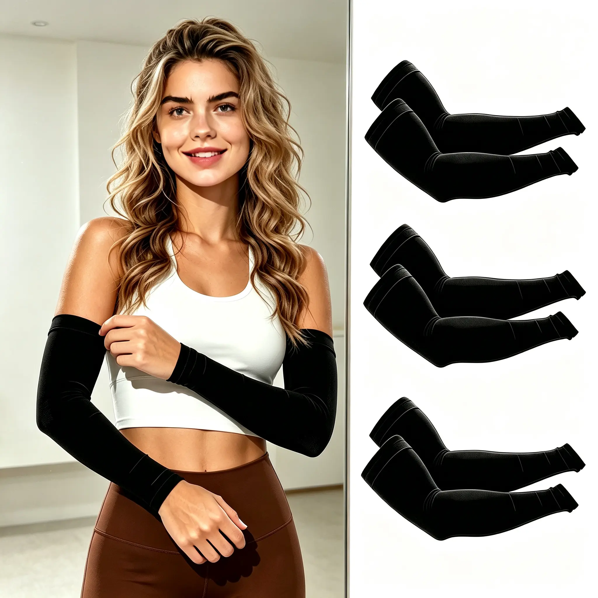 3 Pairs Cooling Arm Sleeves for Men - UPF50+ UV Sun Protection, Stretchy Non-Slip Breathable Tattoo Cover Up for Running, Hiking, Outdoor Activities (Party Gift Accessory)