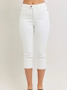 Judy Blue High Waist Extended Waistband Capri Pants with Spade Pockets
