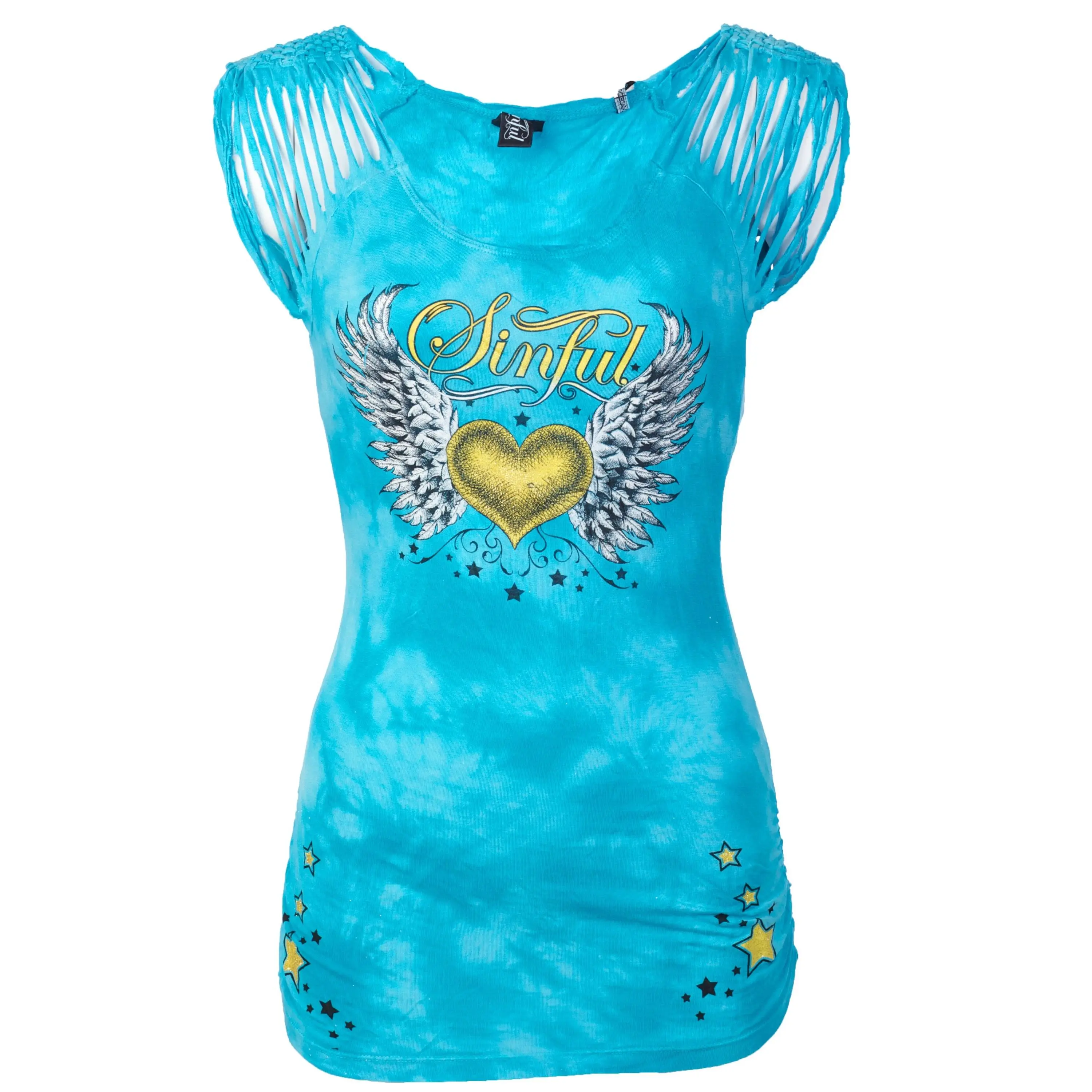 Sinful By Affliction Lady's Short-Sleeve Round Neck Casual Graphic Tee, Women's Streetwear T-Shirt Melody, Shortsleeve, Top