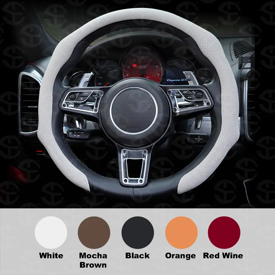 Napa Leather Car Steering Wheel Cover - 15 Inch, 4-Season Universal Fit, Enhanced Grip, Elevated Style, Non-Bulky & Modern Design, Anti-Slip, Sweat-Ab