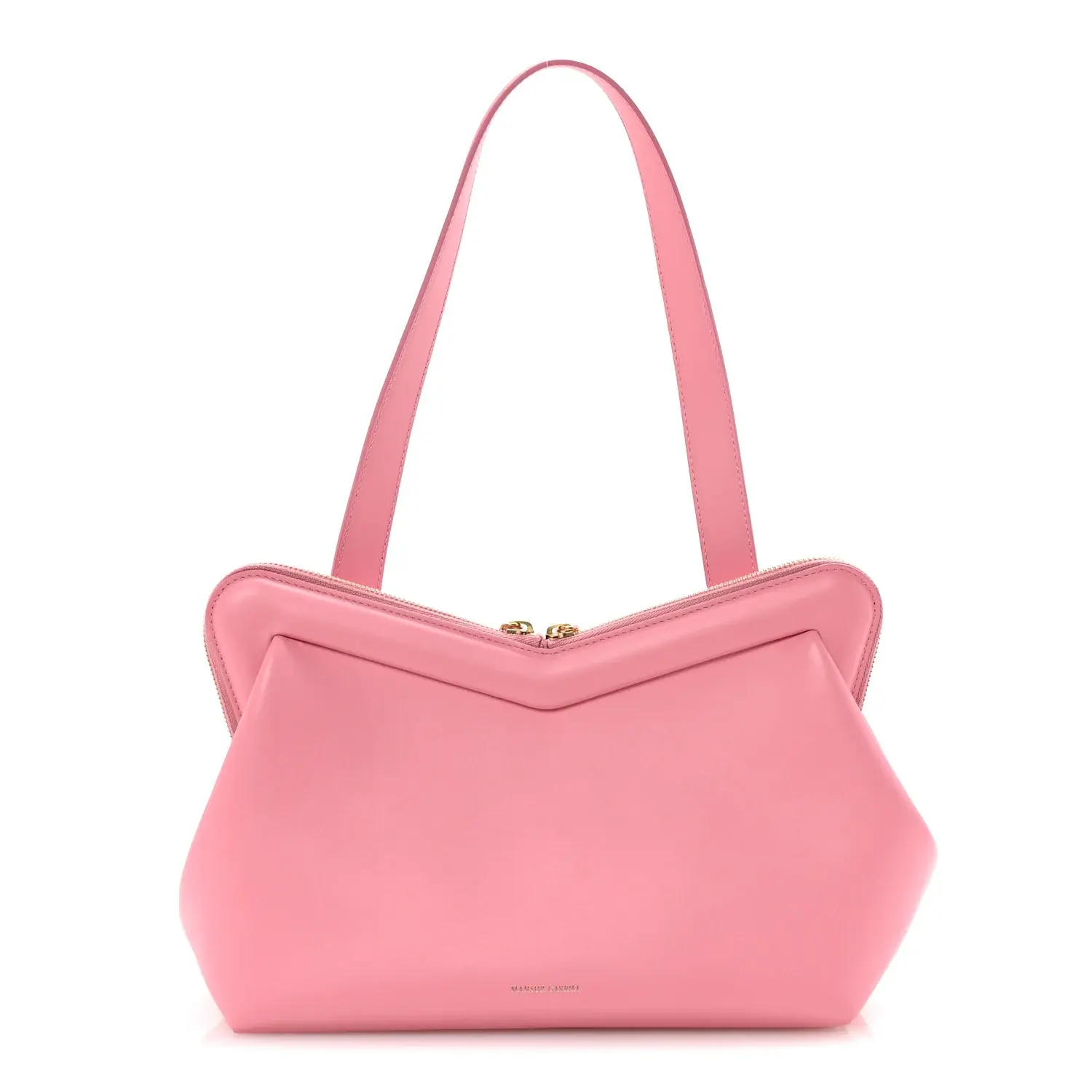Pre-owned Mansur Gavriel Calfskin Shoulder Bags Smooth M Frame Bag Flamingo