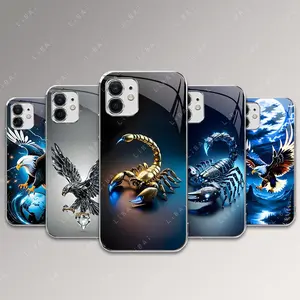 Suitable for [iPhone 12] Light luxury technology scorpion and crystal eagle glass electroplating mobile phone case, exquisite and gorgeous 995