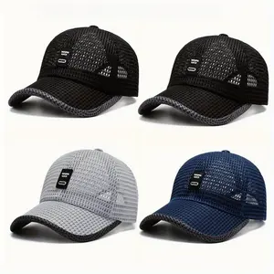 4 Pack Men's All Season Baseball Caps Polyester Woven Mesh Cap, Breathable Sun Protection Snap Cap hats men graduation headband cap trucker hats women