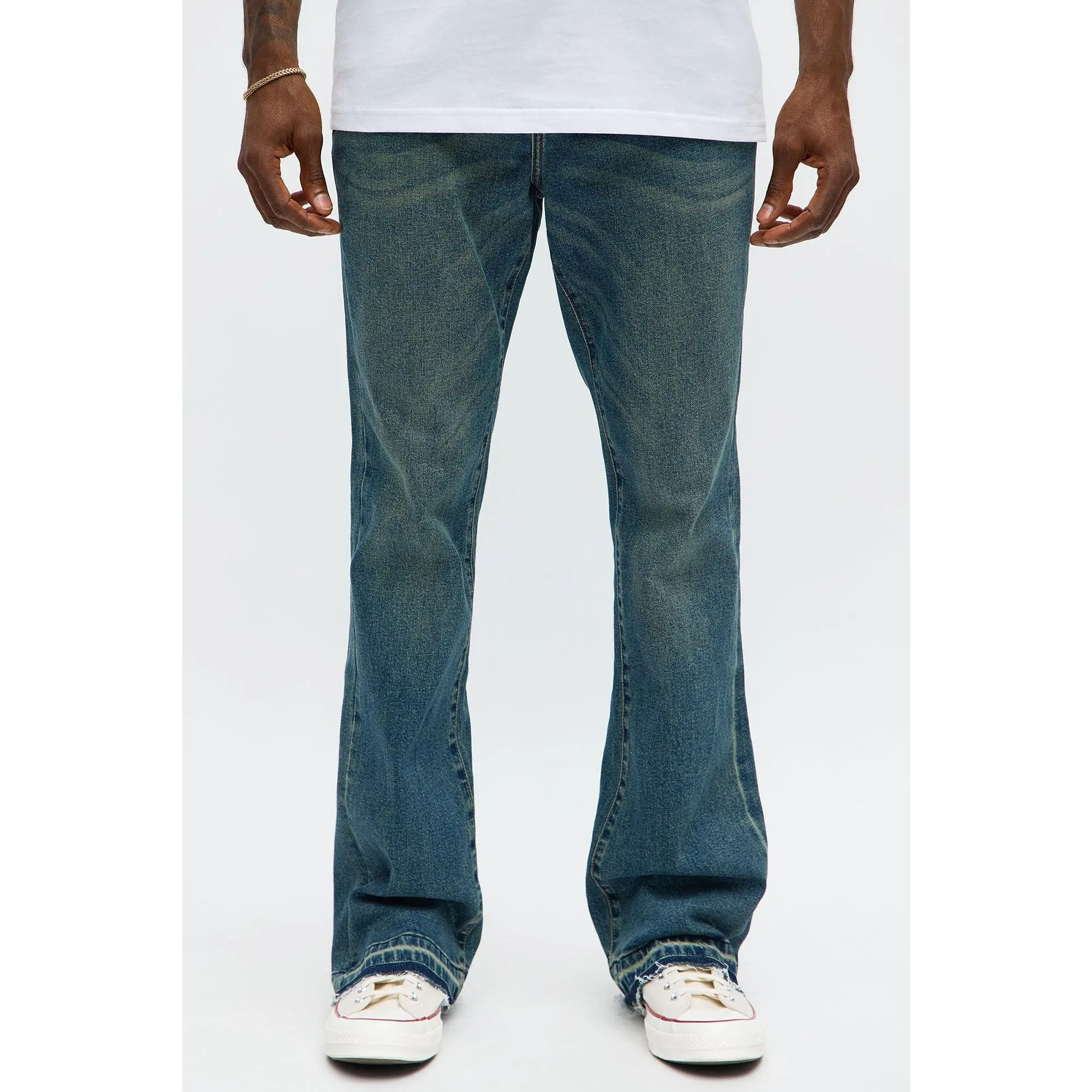 Cornell Stacked Skinny Flare Jeans - Vintage Blue Wash