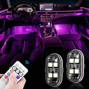 2/4/6/8PCS Car Interior LED Lights, Remote Control Ambient Lighting Kit, RGB Car Atmosphere Lights, Wireless Decorative Car Accessories for Dashboard, Footwell, Driving and Nighttime Styling summerwins