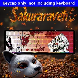 Pbt Dye Sublimation Japanese Anime Keycaps, 130 Keys, Cherry Profile, Custom Keycap Set, Compatible with Multiple Layouts, Includes Key Puller
