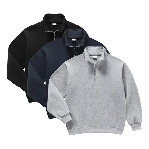 ColorArea Men's Half-Zip Stand Collar Sweatshirt - Soft Breathable Fabric, Loose Long Sleeves, Pullover Design - Casual Sports, Streetwear Outfits Menswear Staple - Essential Men's Clothing