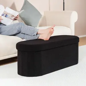 B FSOBEIIALEO Storage Ottoman Bench,Folding Ottoman Bedroom Decor,Ottoman Stool For Living Room,Bedroom,Entryway,BLACK/WHITE Furniture Modern Interior