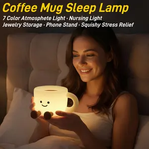 Adorable Silicone Night Light, Pat Light, Bedside Lamp, Jewelry Storage Light, Phone Stand, Nursing Lamp, 3-Level Brightness, 7-Color Atmosphere Light, Bedroom Decor, Stress Relief Toy, Perfect Gift for Mother's Day & Children's Day
