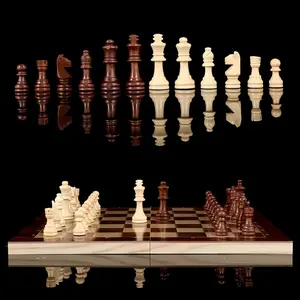 3 in 1 Wooden Chess Set, Foldable & Portable Chess Board Game, Durable & Wear-resistant Chess Game, Strategy Game, Gift