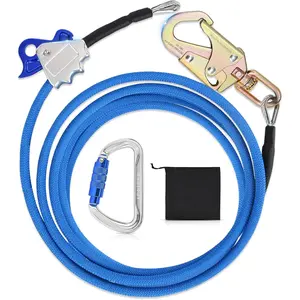 Wire Flip Line Kit/2" X 12ft Flipline with Triple Lock Carabiner Adjuster, Low Stretch, Cut Resistant for Fall Protection, Arborist, Tree Climbers