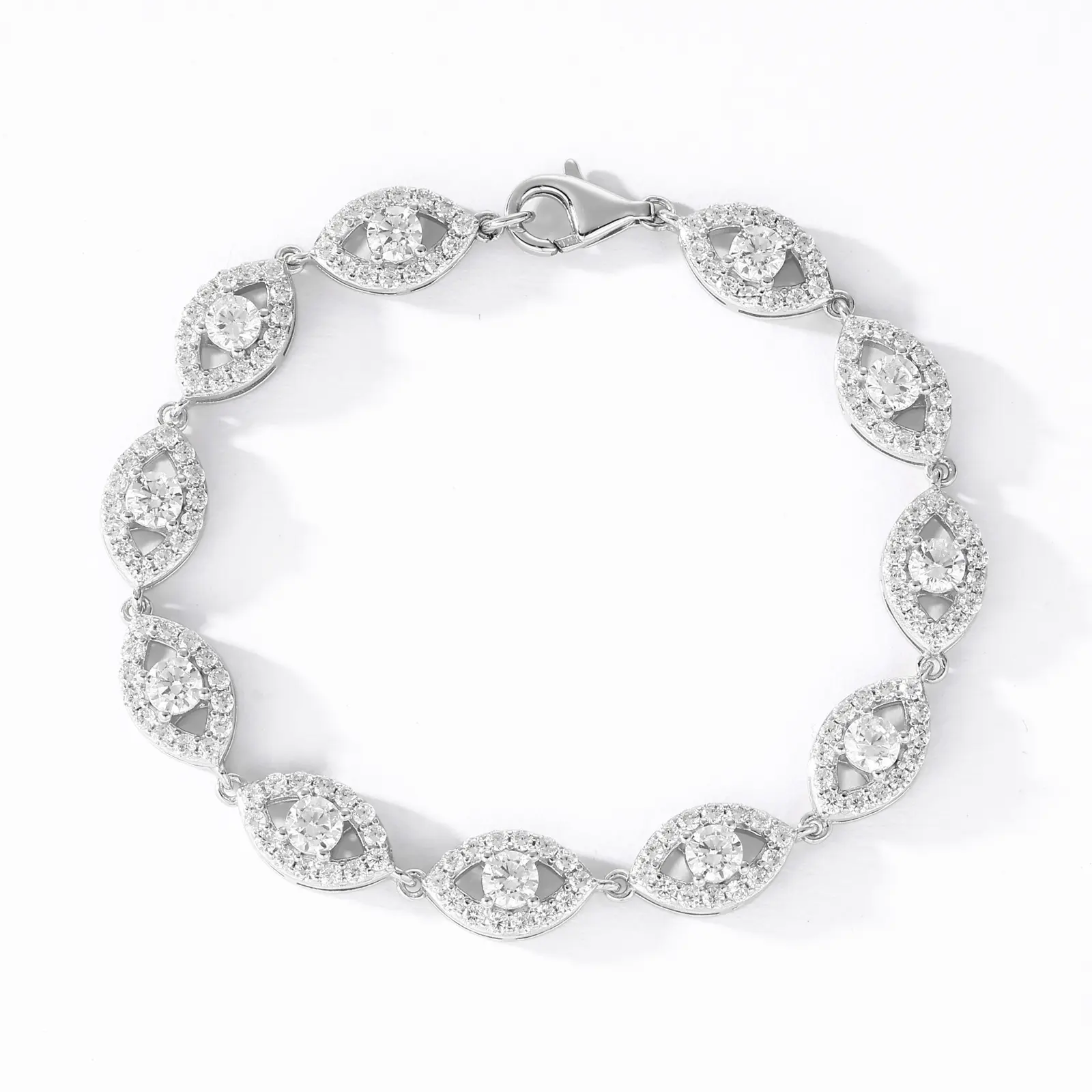 【#B393】Evil Eye Tennis Bracelet UCClYO Sparkling Synthetic Moissanite Chain Bracelet S925 Sterling Silver