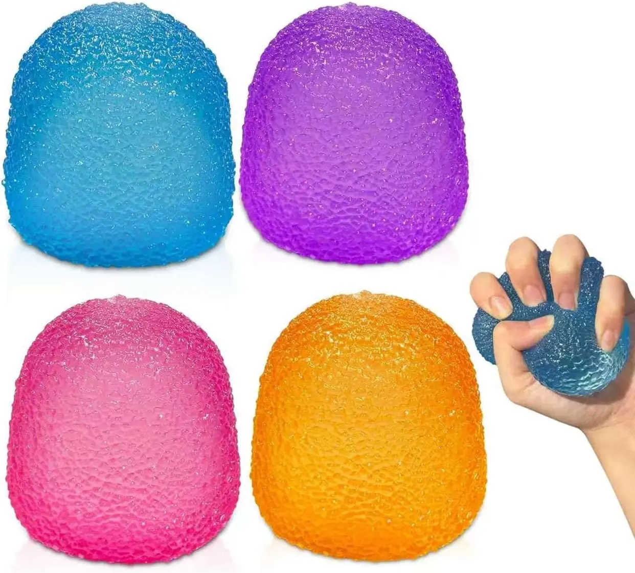 4PCS Gumdrop Squishy Stress Ball 2.2in for Kids and Adults, Washable | Classroom Prize Favors, Birthday Party Gifts, Stocking Stuffers, Sensory Toys for Autism & ADHD