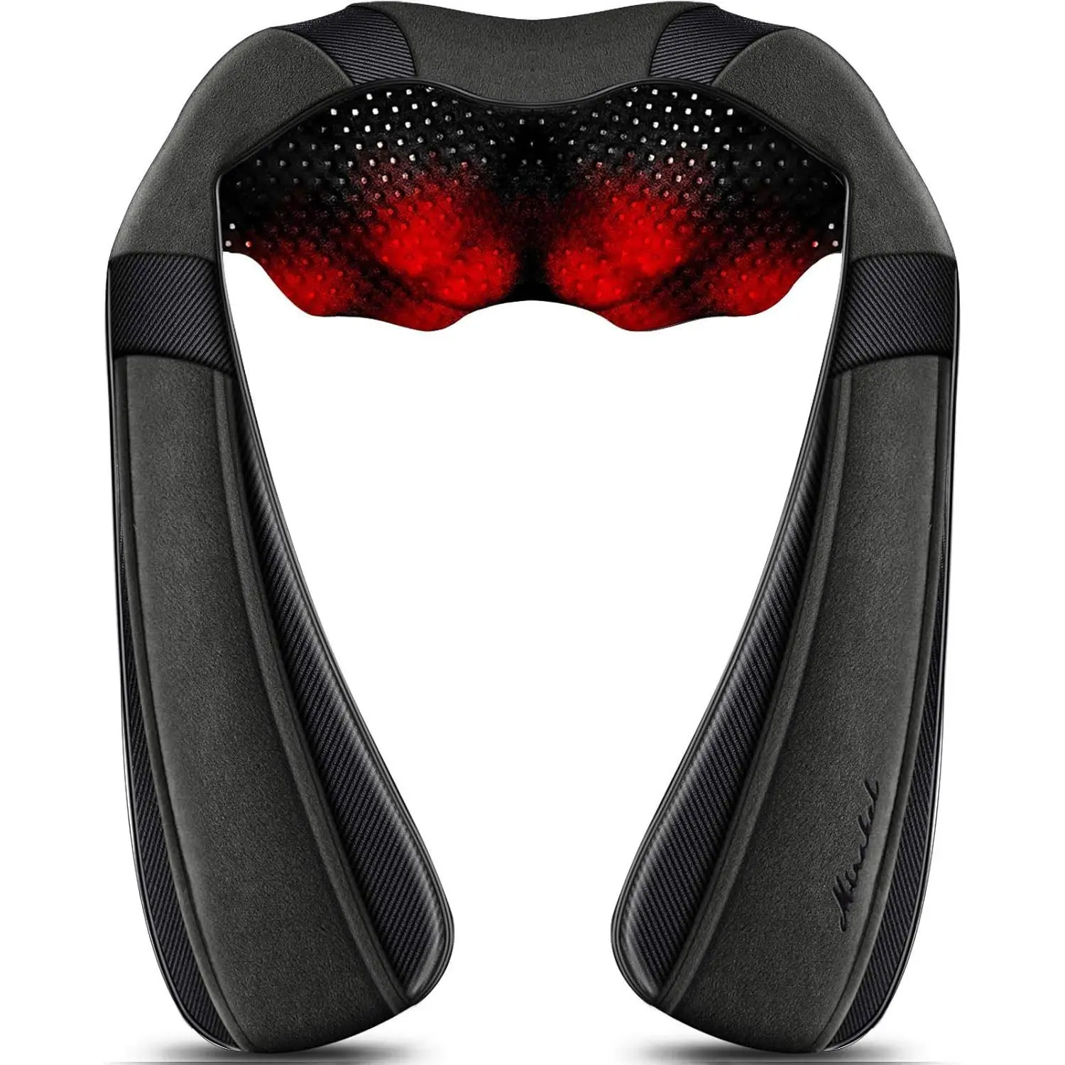 Shiatsu Neck and Back Massager with Heat, Electric Deep Tissue Kneading Pillow for Full Body Pain Relief for Adults - Portable with Car Adapter, Leather, Batteries, Lightweight, Adjustable Speed, Handle, Relaxing, Neck Support, Control Intensity, 8 Roller
