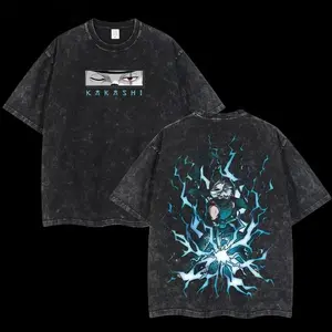 Retro Vintage Limited "Copy Ninja" Kakashi of the Sharingan - Naruto Anime Double Printed Oversized Washed Tee Unisex Oversize Anime Manga Acid Washed Lightweight Cotton T-Shirt, Hoodies & Sweater Wash Gift For Anime Fan, Anime Lover TikTokShopBlackFriday