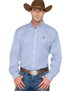 Cinch Men's Men'S Tencel Mini Stripe Long Sleeve Button-Down Western Shirt - Mtw1104729