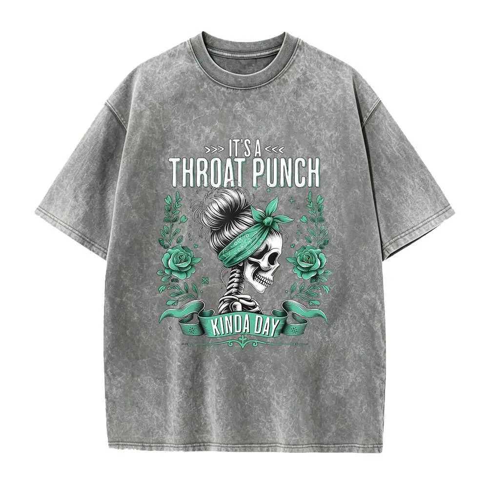 It's a Throat Punch Kinda Day Funny Skeleton Sarcastic Shirt