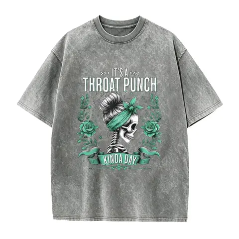 It's a Throat Punch Kinda Day Funny Skeleton Sarcastic Shirt