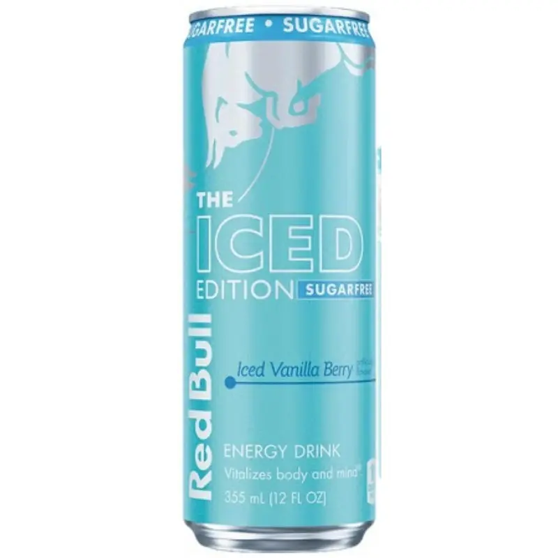 5x Red Bull Sugar Free Iced Vanilla Berry - Zero Sugar Energy Drink Beverage Winter Edition Refreshing Thirst Quencher Liquid Focus Performance Boost Bulk Lot Bundle Wholesale Sparkling Caffeine Vitamin Supplement Pack 12oz 5ct