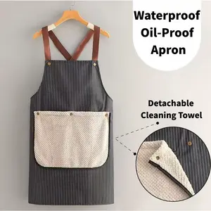 2pack Premium Striped Apron with Large Pocket & Detachable Towel,Durable Polyester for Cooking, BBQ, Painting, Cleaning, Gardening & Outdoor | Unisex Kitchen Gift