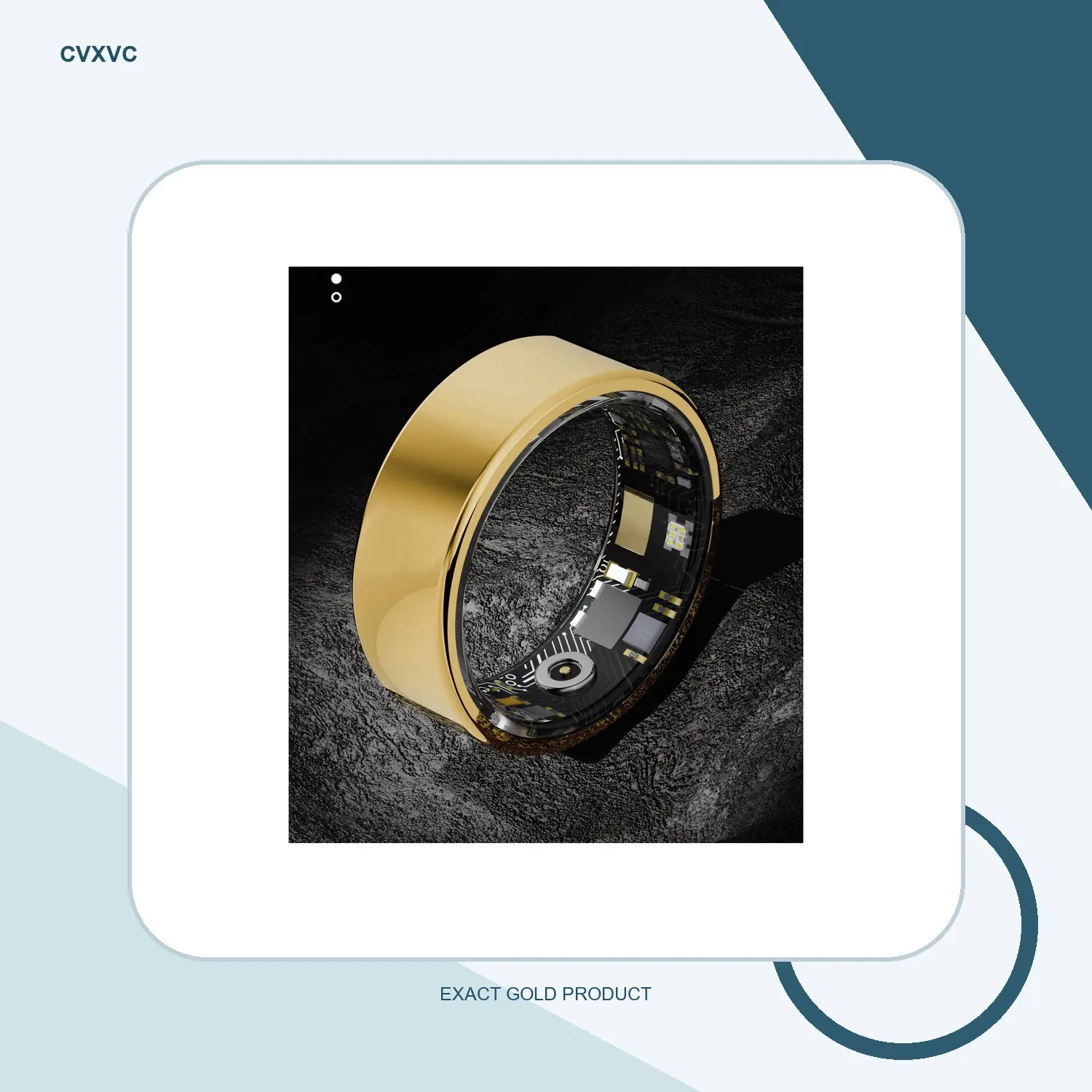 CVXVC Gold Smart Ring, Heart Rate, Blood Oxygen, Sleep and Activity Trends, Screen-Free Fitness Wearable, IP68 Rated, Bluetooth for iOS and Android, Walking and Daily Activity, Sizes 7-11