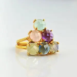 Custom Stacking Mother's Ring with Six Birthstones