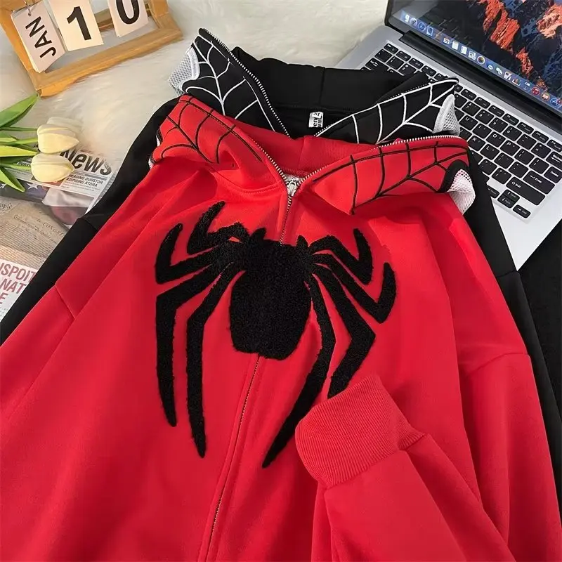 Spider Hoodie Y2k Full Zip Up Jacket Women Men Cute Hoodie Oversized Graphic Hoodies Hip Hop Sweatshirt