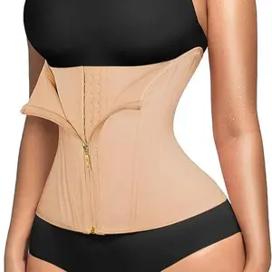 FeelinGirl Fitness Waist Shaper for Women Core Slimming Training Waist Trimmer Corset Sport Girdle with Zipper and Hook Closures