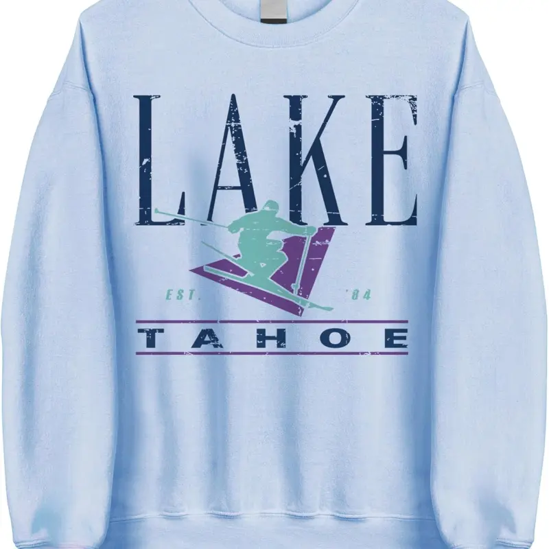 Lake Tahoe Ski Crewneck Sweatshirt - Lake Tahoe Vintage Style Ski Sweatshirt, Lake Tahoe Sweater
