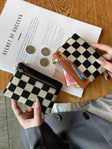Women's Checked Pattern Zipper Wallet, Fashionable Plaid Pattern Card Holder, Casual Versatile Wallet for Daily Use