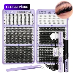 678-Piece Lash Clusters with Spikes, Fluffy Cluster Lashes, Wispy Eyelash Cluster Kit 14–20 mm and 10–18 mm 40D 60D 80D 100D Volume Lashes with Lash Bond and Seal and Tweezers, DIY Eyelash Extensions