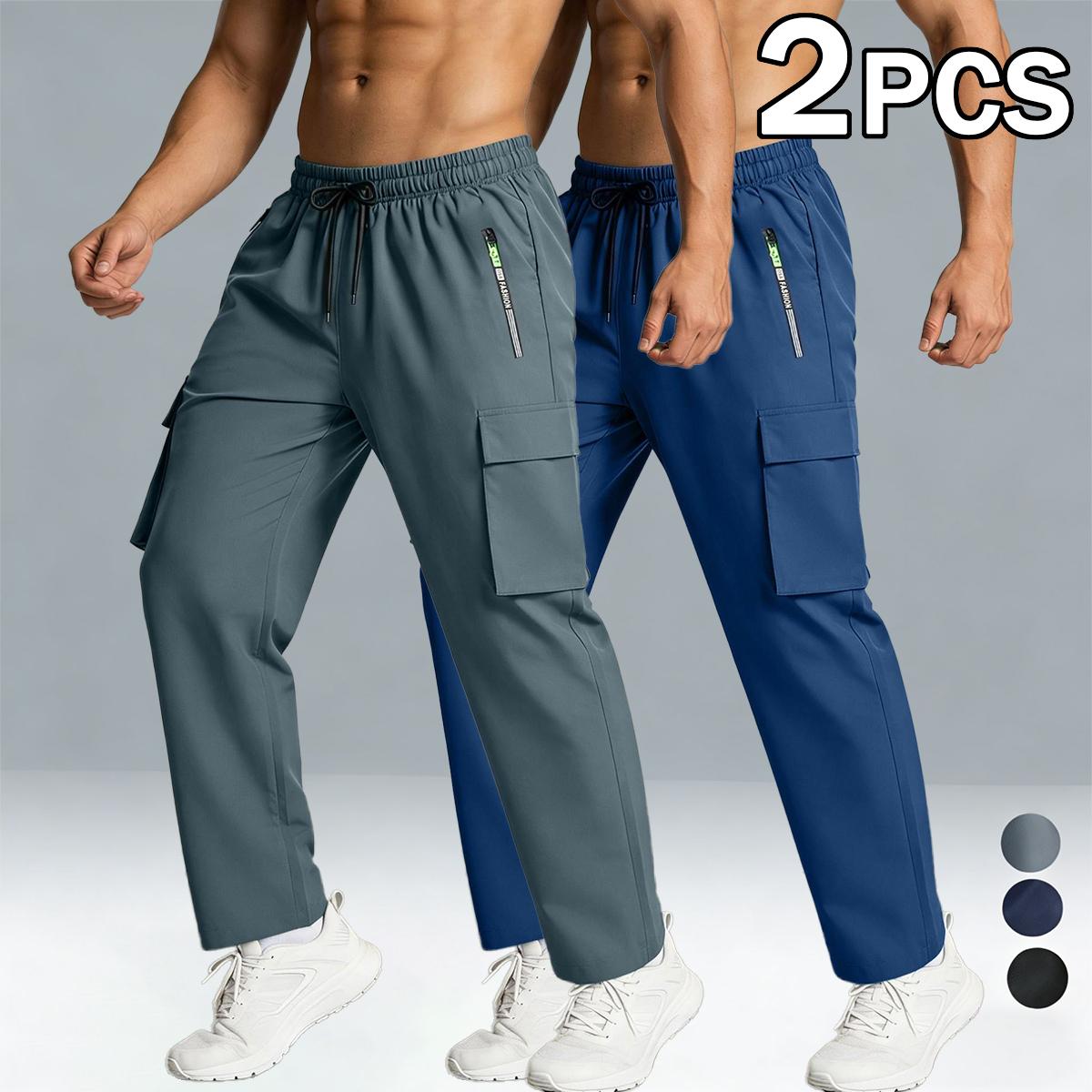 5 Pack Men's Cargo Pants, Quick Dry Elastic Waist Work Pants with Zipper Pockets, Lightweight Casual Hiking Joggers for Men, Outdoor Athletic Sweatpants 5 Pack Men's Cargo Pants, Quick Dry Elastic Waist Work Pants with Zipper Pockets, Lightweight Casual Hiking Joggers for Men, Outdoor Athletic Sweatpants