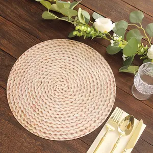 6-Pack Disposable Table Placemats in Wheat with Woven Rattan Print - 700GSM Cardboard Placemats for Rustic Themes & Outdoor Events 13"