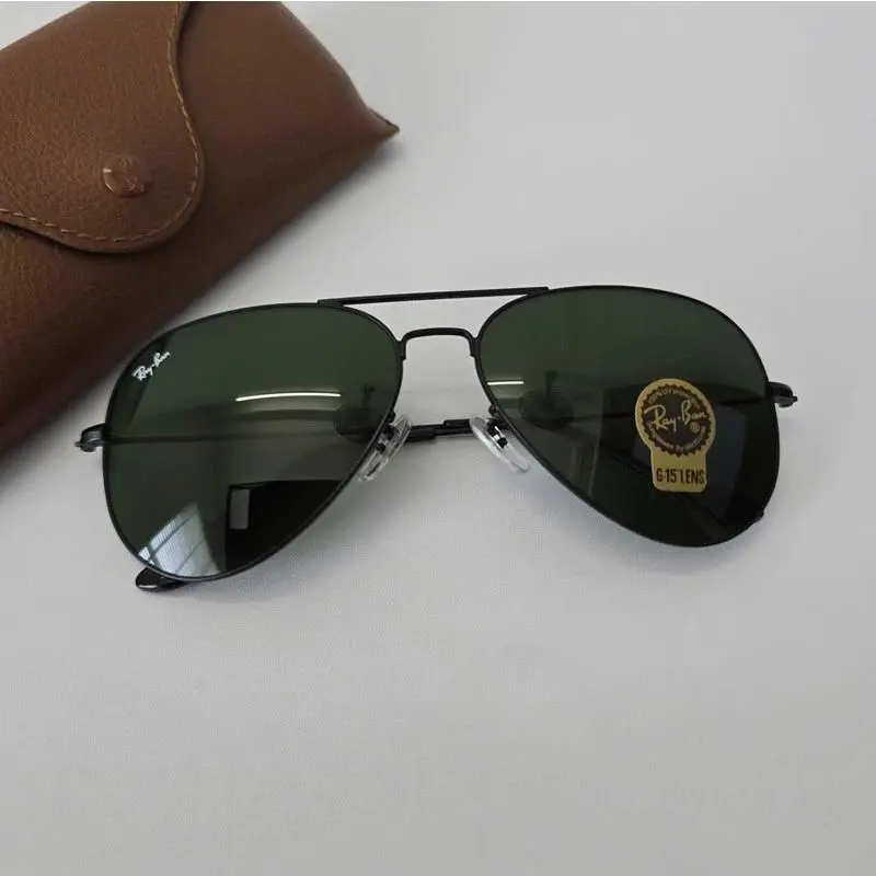 Classic Aviator Sunglasses for Men and Women, Vintage Pilot Style, Double Bridge Metal Frame, Dark Green Lenses, Timeless Everyday Fashion Accessory