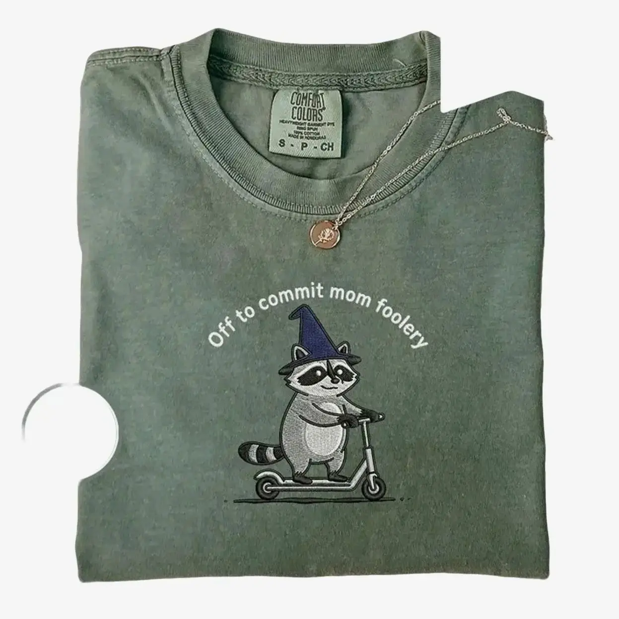 Embroidered Mama Raccoon shirt - Off to Commit Mom Foolery Crewneck Funny Scooter Gift For Mom Funny Mama Sweater Pregnancy Announcement tee