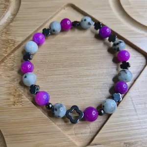 Clover Hematite, Kiwi Jasper & Dyed Jade Crystal Bracelet - Slayd Studio