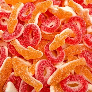 Peach Rings, Gummy Sharks | 2-Pound Bag | Gummy Candy Mix | Sweet & Sour Peach Candy for Goodie Bags & Themed Party Favors | Fun Twist on Classic Treats