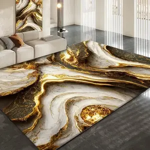 Luxury Black White Gold Fluid Marble Flannel Area Rug - Modern Abstract Agate Vein Print Soft Mat for Living Room, Non-Slip Home Decor#FluidMarbleRug #GoldAgateMat #AbstractModernDecor #LuxuryCarpet #NonSlipFlannelRug